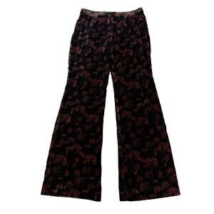 Zara The Charlotte Pants L NWT Burnout Velvet Floral Wide Leg Holiday Party